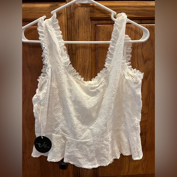 Wink Tops - Wink Ivory Eyelet Sleeveless Blouse